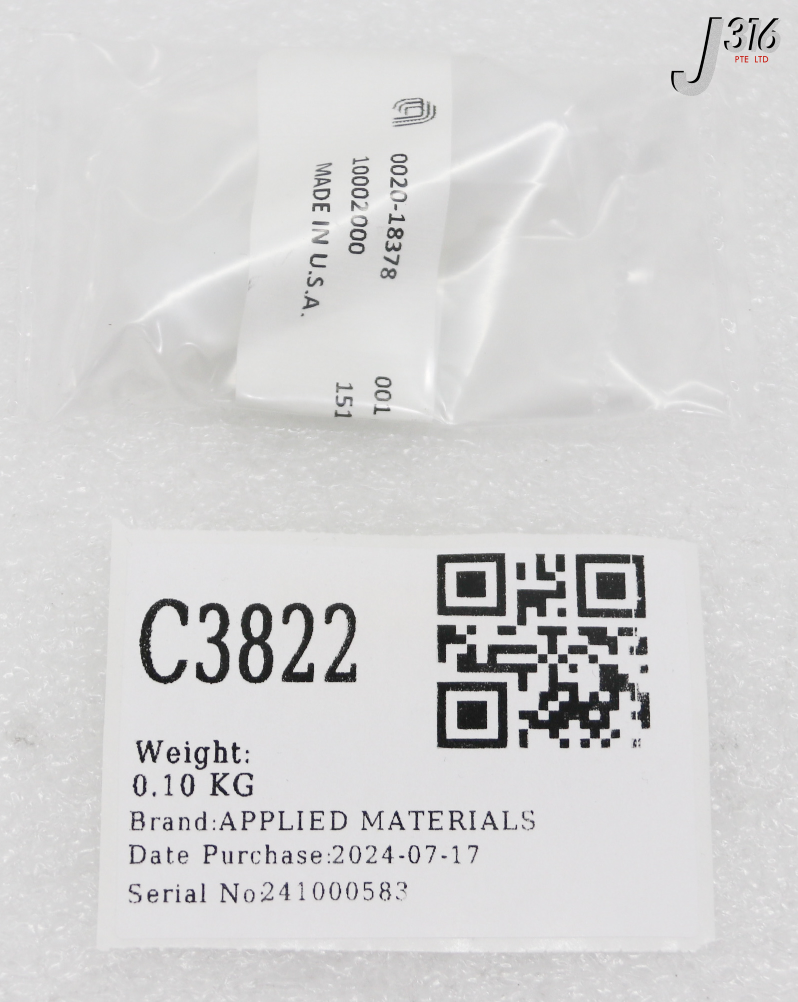 ブラック38 C3822 APPLIED MATERIALS THREAD, DUAL HE FEED, MID, HDP-CVD (NEW